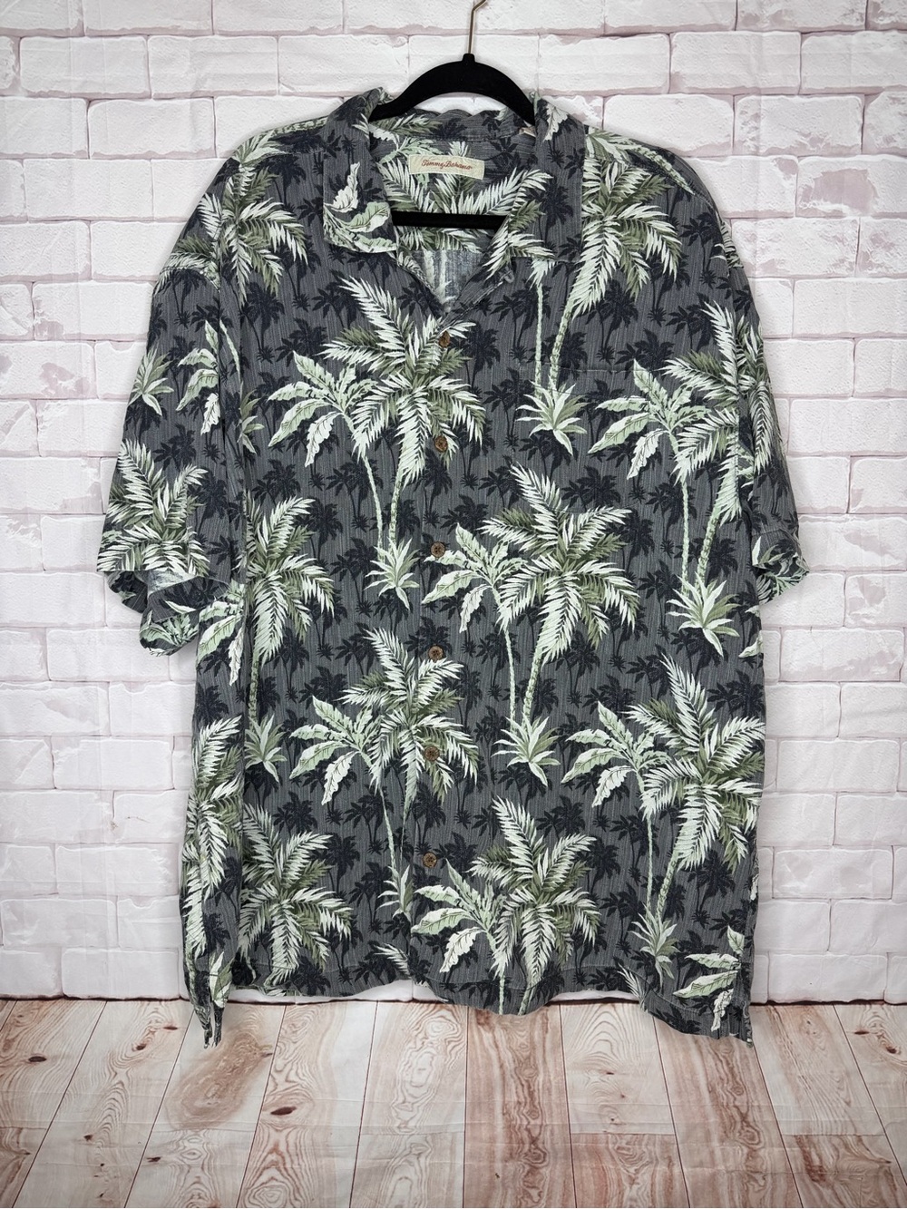 Tommy Bahama 100% Silk Palm Tree Hawaiian Camp Shirt XXL
